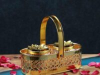 2 Jar set with Metal net design basket