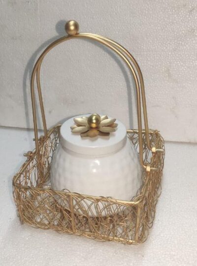 4 inch Jar in metal basket